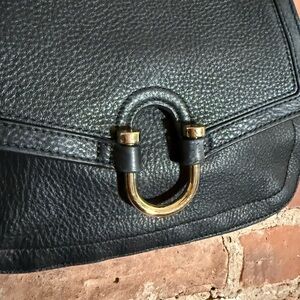 Vince Camuto Black Leather Bag with Gold Accents